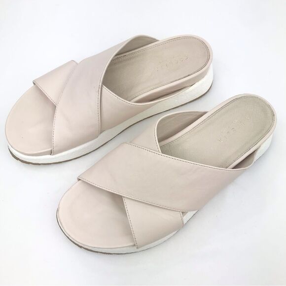 Cecelia New York LIMA Light Taupe Chunky Crisscross Platform Slide Sandals - Picture 3 of 14